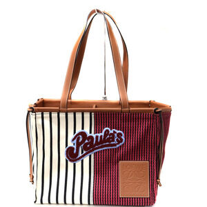 Loewe Cushion Tote Bag Palaus Ibiza Collaboration Handbag Brown White Red